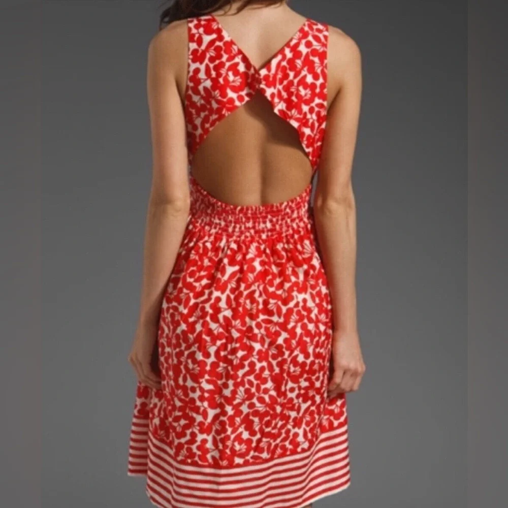 Nanette Lepore Cote D’Azur Red & White Cherry Print Swim Coverup Dress M $148 - Picture 2 of 11